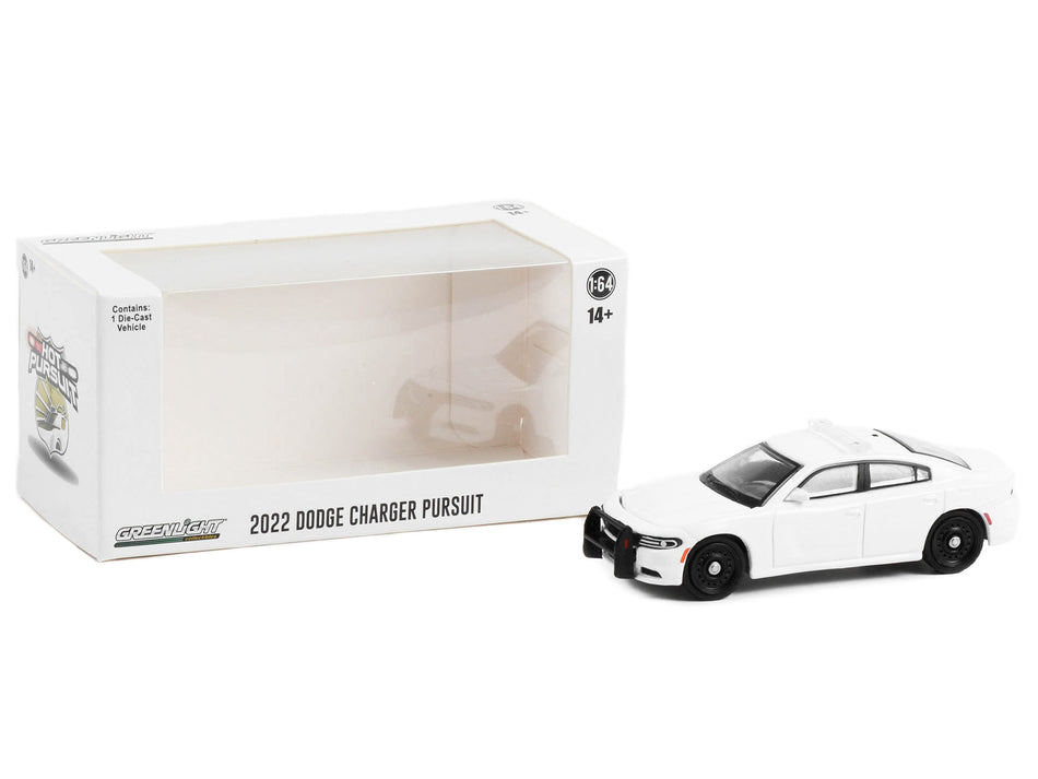 2022 Dodge Charger Pursuit Police Car White with Light Bar "Hot Pursuit" "Hobby Exclusive" Series 1/64 Diecast Model Car by Greenlight