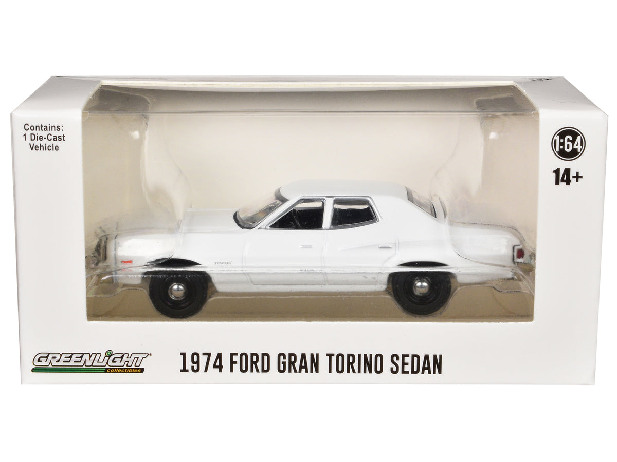 1974-1976 Ford Gran Torino Sedan Police Car White "Hot Pursuit - Hobby Exclusive" Series 1/64 Diecast Model Car by Greenlight