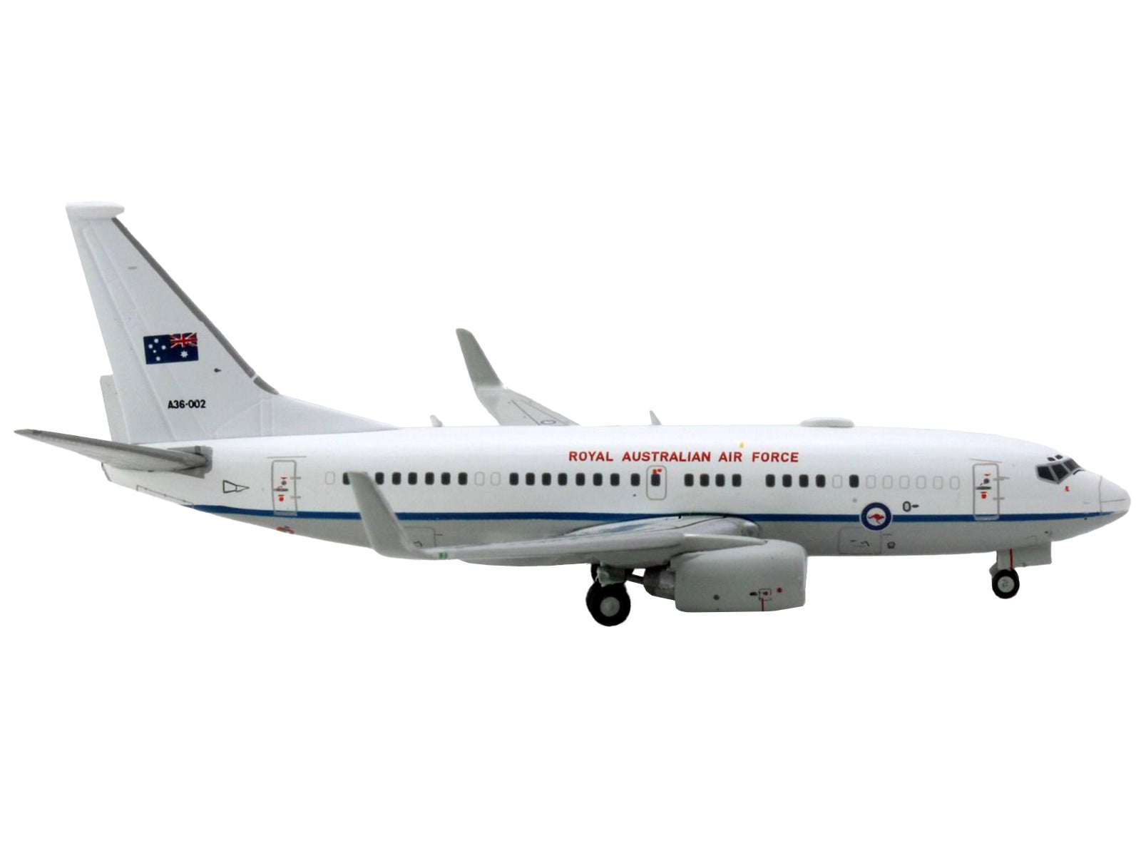 Boeing 737-700 Aircraft "Royal Australian Air Force" (A36-002) White with Blue Stripes "Gemini Macs" Series 1/400 Diecast Model Airplane by GeminiJets