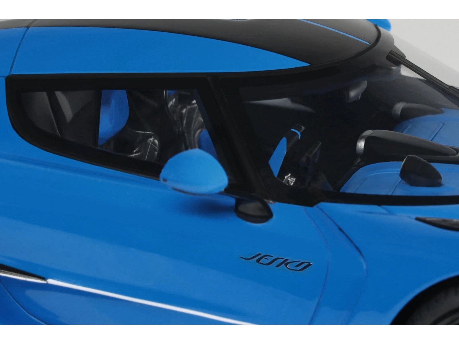2025 Koenigsegg Jesko Blue Metallic with Black Stripes 1/18 Model Car by GT Spirit