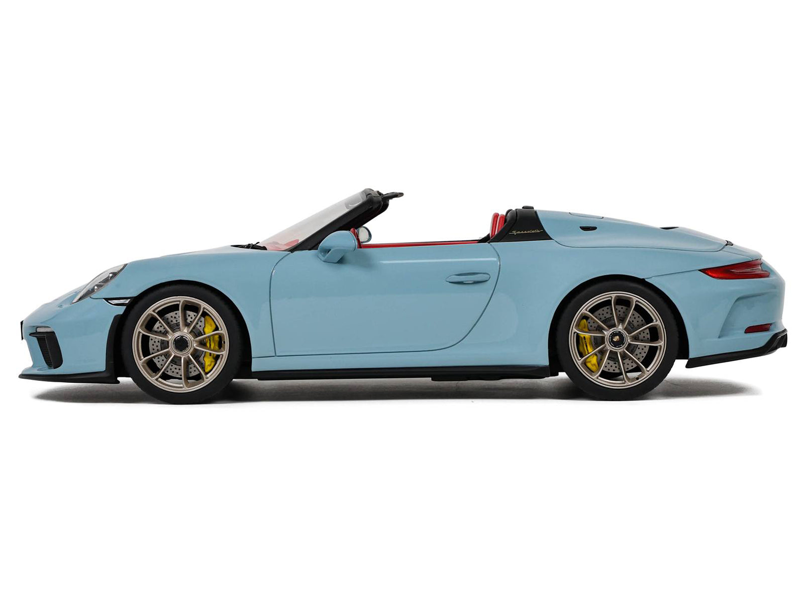 2019 Porsche 911 (991.2) Speedster Light Blue with Red Interior 1/18 Model Car by GT Spirit