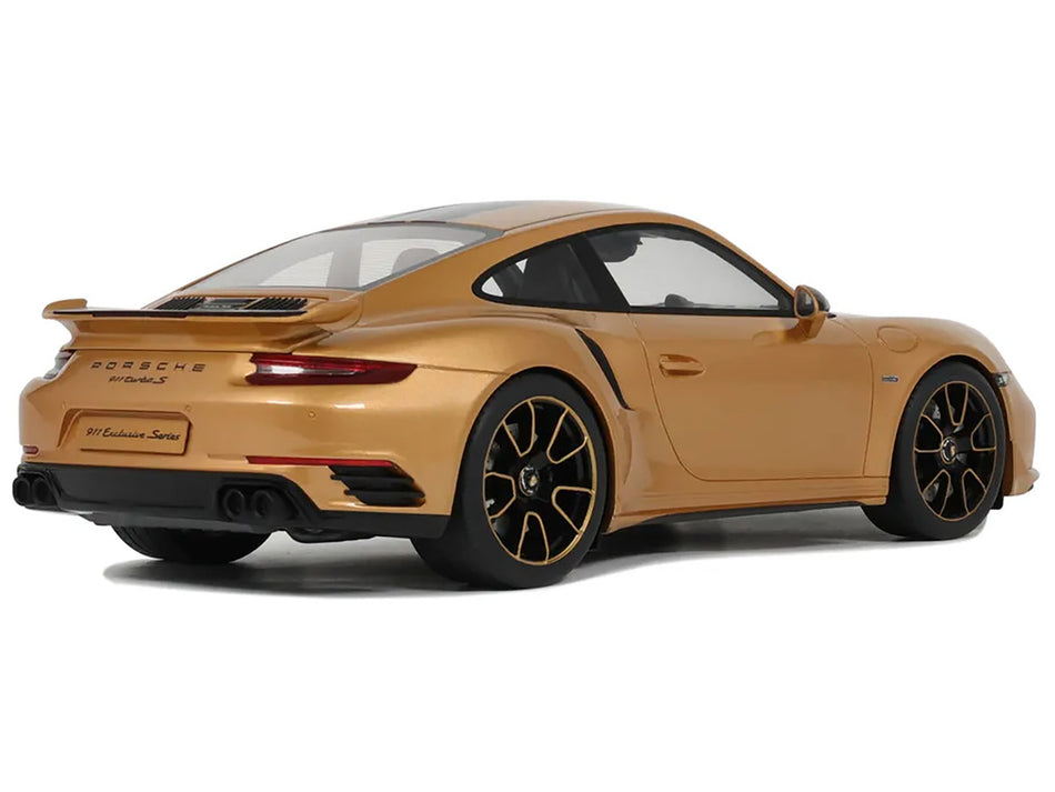 Porsche 991.2 Turbo S Orange Metallic with Black Stripes 1/18 Model Car by GT Spirit