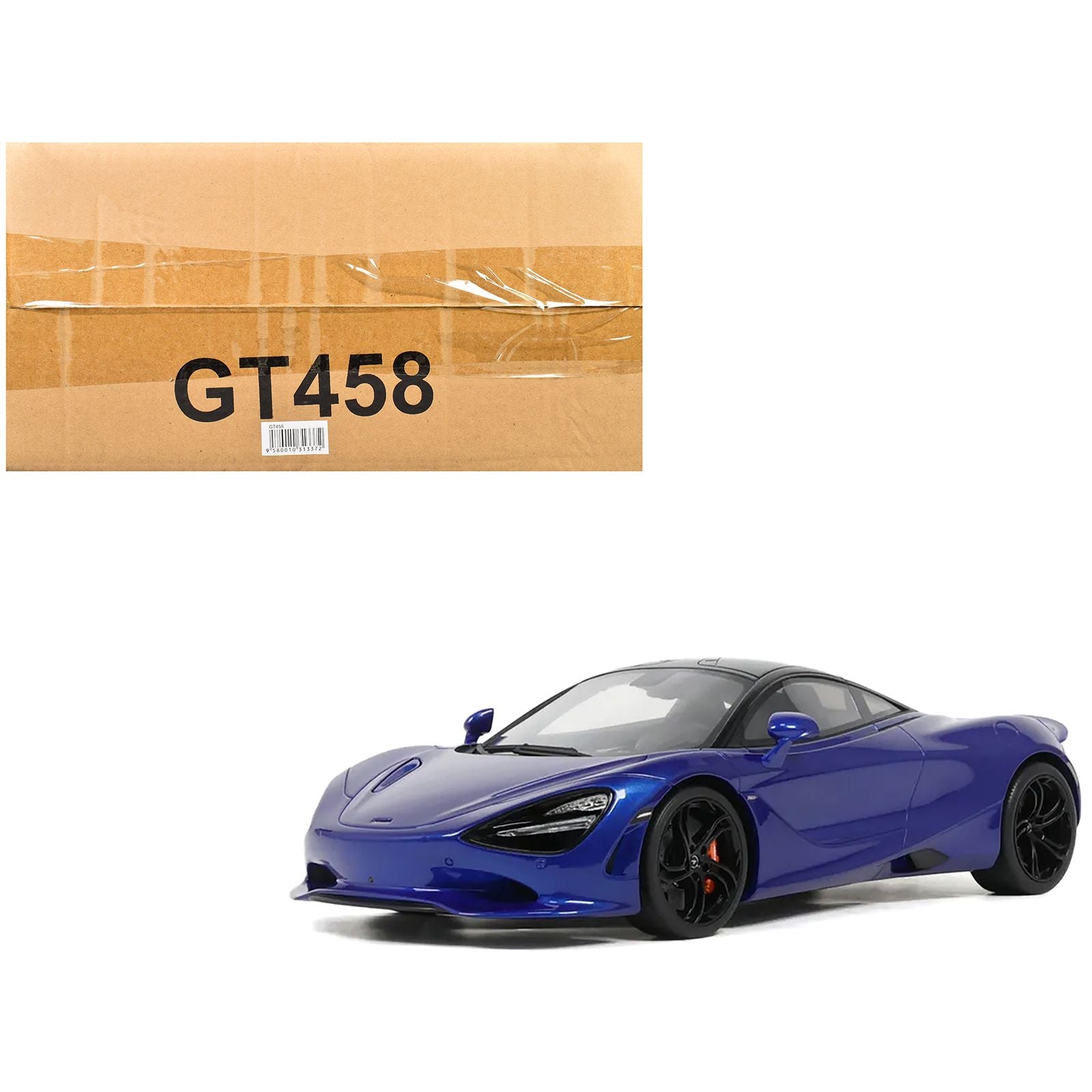 2023 McLaren 750S Coupe Blue Metallic with Black Top 1/18 Model Car by GT Spirit
