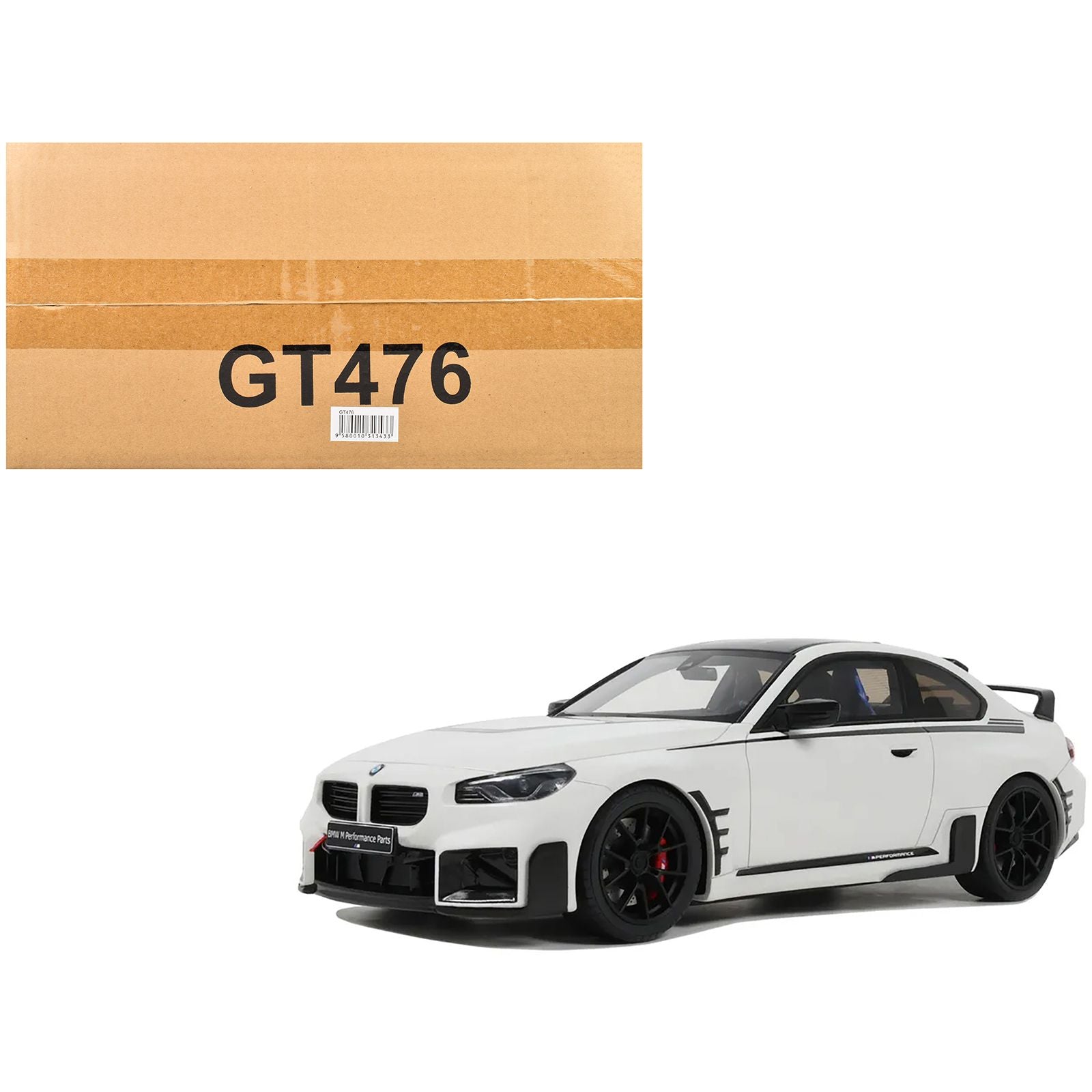 BMW M2 M White with Black Stripes 1/18 Model Car by GT Spirit