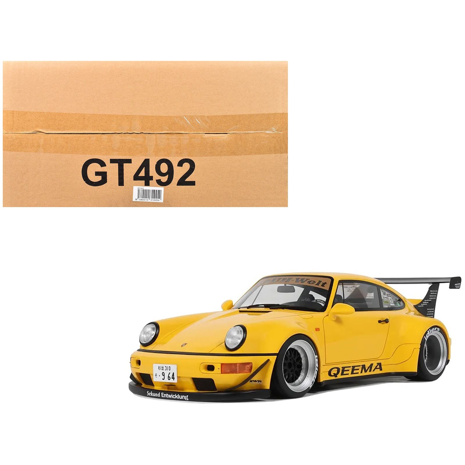 2024 Porsche 911 (964) RWB "Qeema" Yellow 1/18 Model Car by GT Spirit