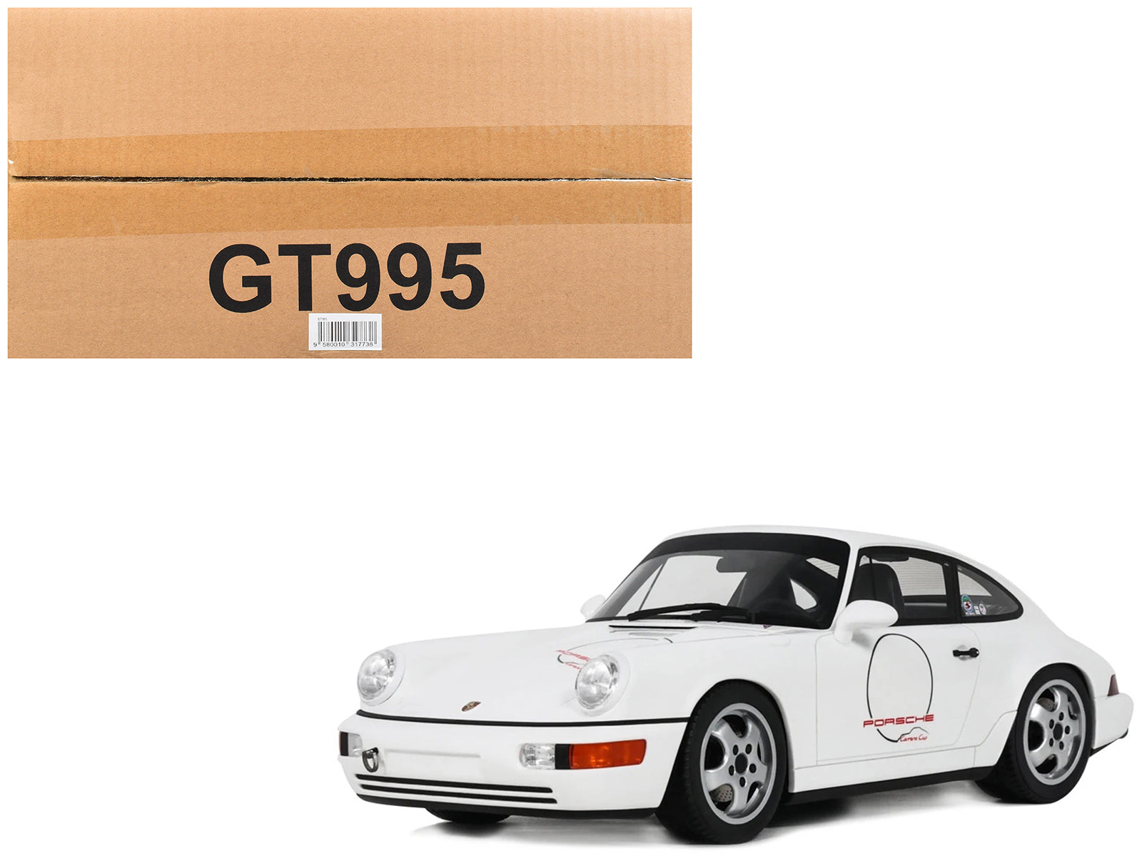 1992 Porsche 911 (964) "Carrera Cup - USA Edition" White 1/18 Model Car by GT Spirit