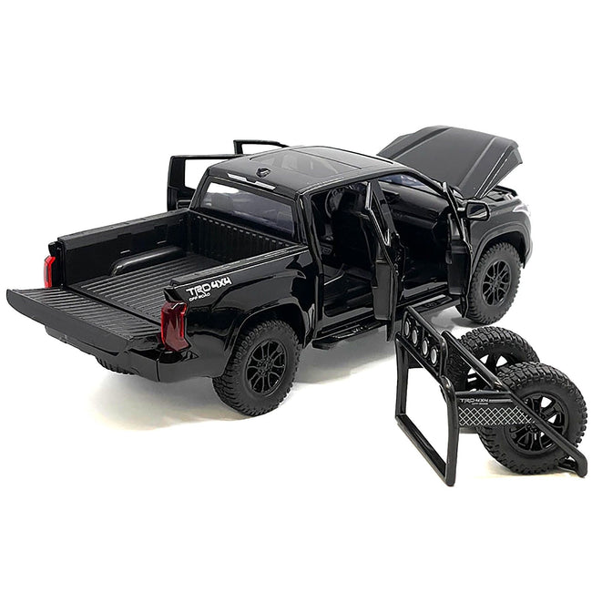 2023 Toyota Tundra TRD 4x4 Pickup Truck Black with Sunroof and Wheel Rack 1/24 Diecast Model Car
