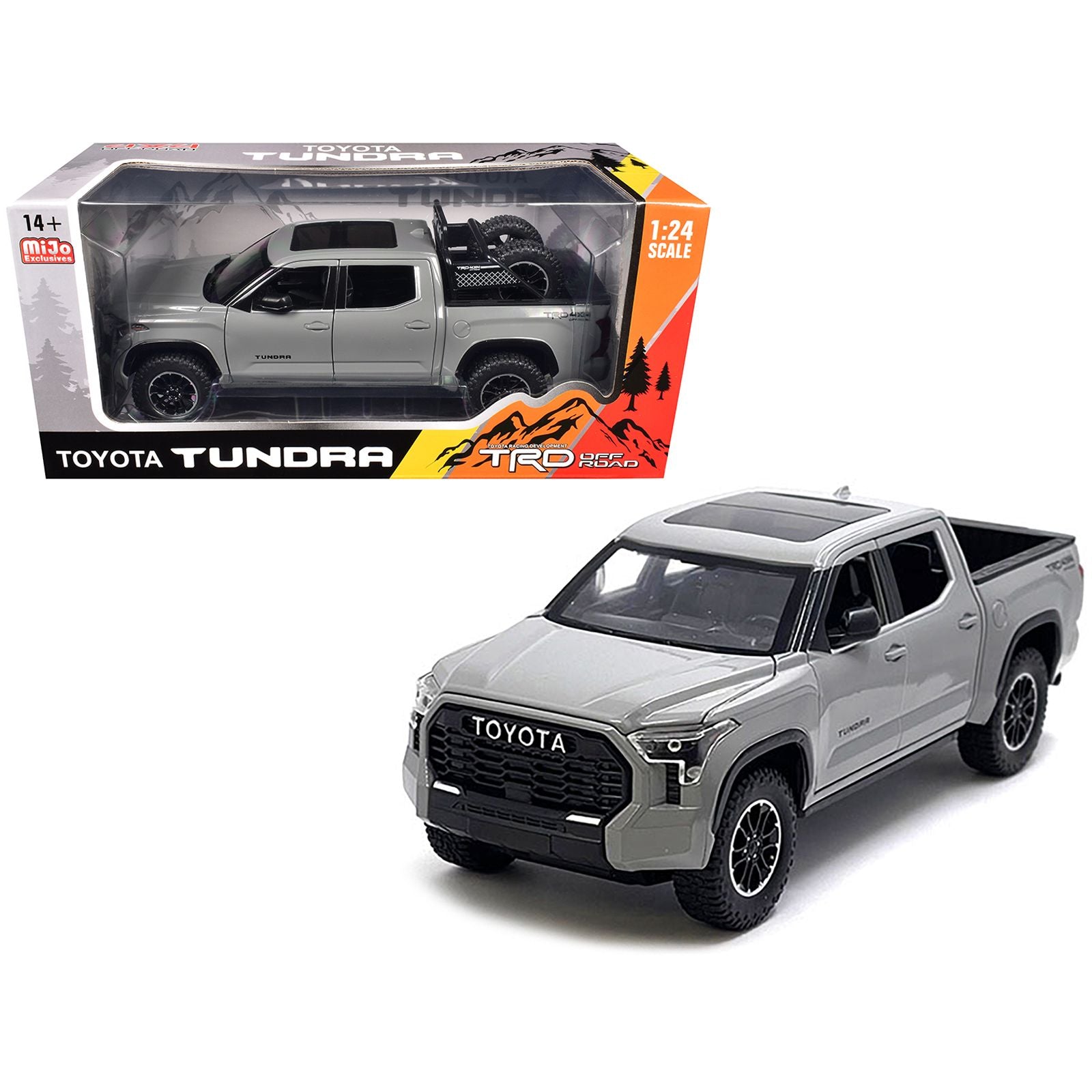 2023 Toyota Tundra TRD 4x4 Pickup Truck Cement Gray with Sunroof and Wheel Rack 1/24 Diecast Model Car