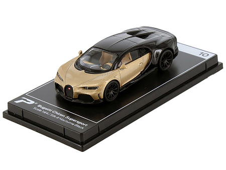 Bugatti Chiron Supersport Silk Gold Metallic and Nocturne Black "Hypercar League Collection" 1/64 Diecast Model Car by PosterCars