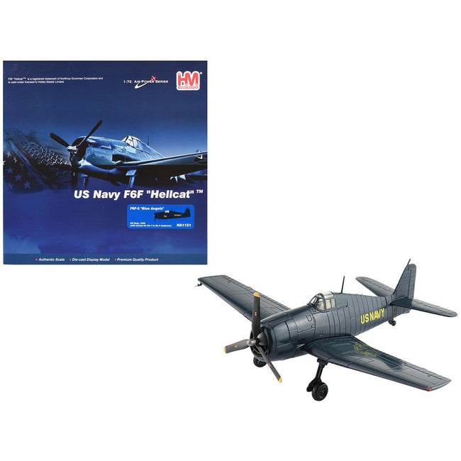 Grumman F6F-5 Hellcat Fighter Aircraft "Blue Angels #1-4 Decals" (1946) United States Navy "Air Power Series" 1/72 Diecast Model by Hobby Master