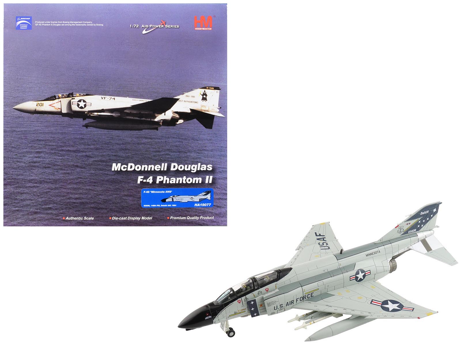 McDonnell Douglas F-4D Phantom II Fighter-Bomber Aircraft "65608 148th Fighter-Interceptor Group Minnesota Air National Guard Duluth International Airport" (1984) United States Air Force "Air Power Series" 1/72 Diecast Model by Hobby Master