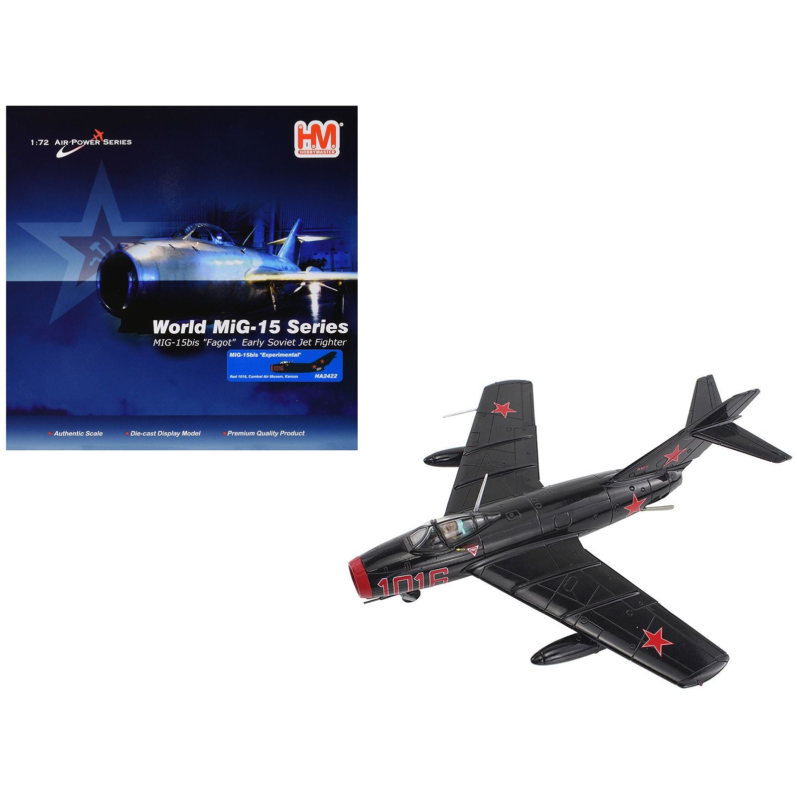 Mikoyan-Gurevich MiG-15Bis Fighter Aircraft "Experimental Combat Air Museum Kansas" "Air Power Series" 1/72 Diecast Model by Hobby Master