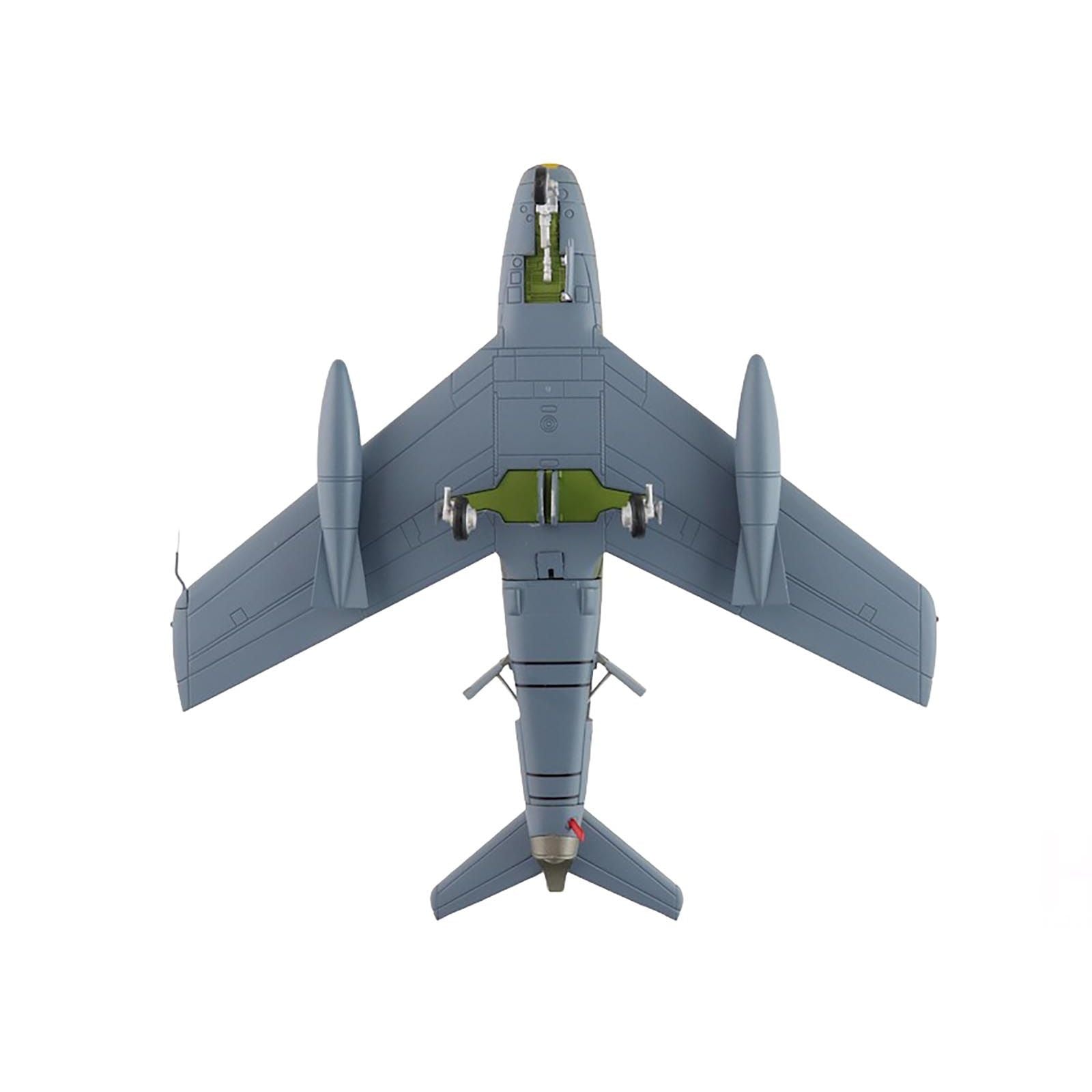 Top-down view of a model jet aircraft
