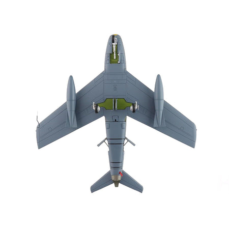 Top-down view of a model jet aircraft