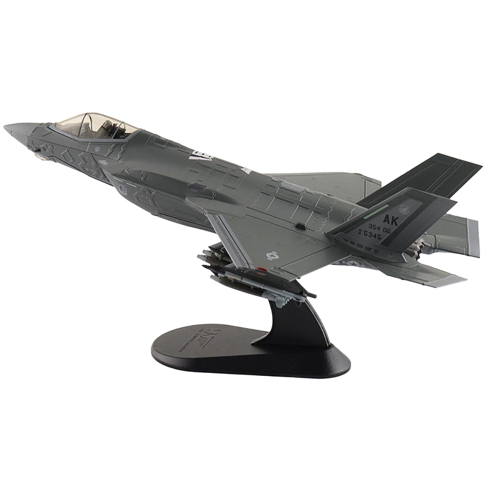F-35 Lightning II Model HA4446-2, Grey Fighter Jet, Displayed on Stand