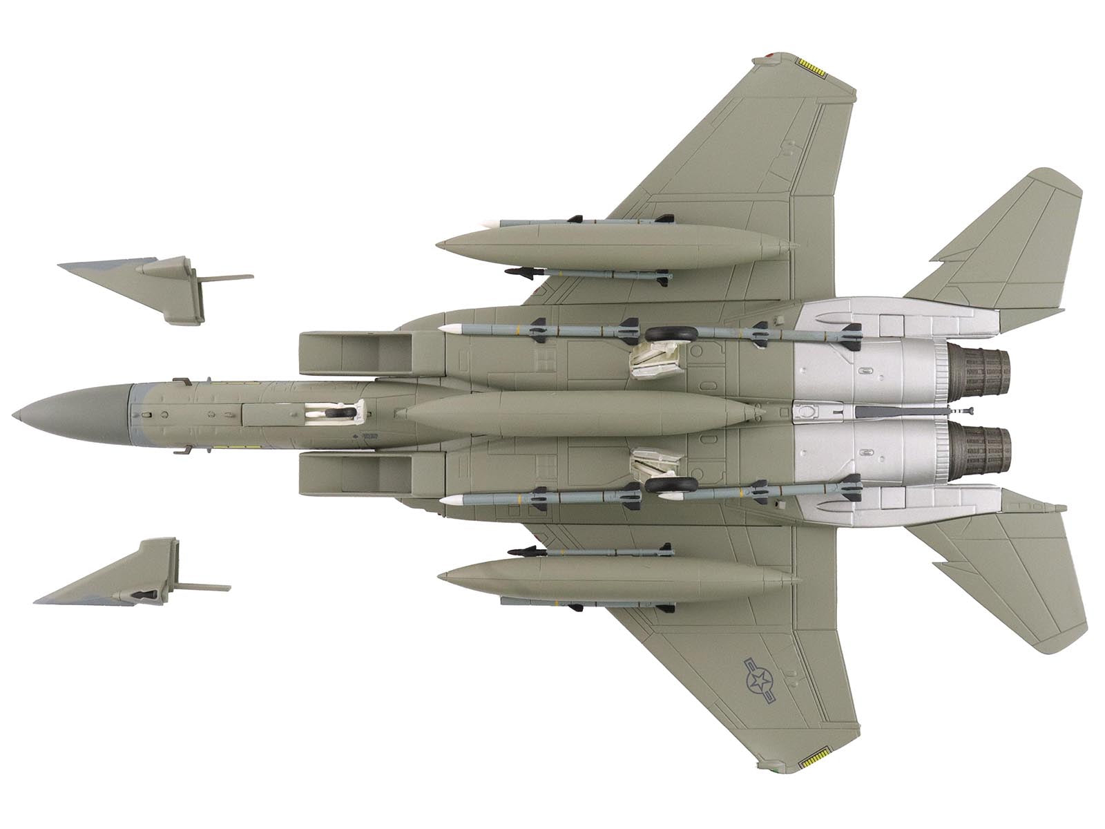 HA4574-4__47527 model F-15 Eagle fighter jet, top view.