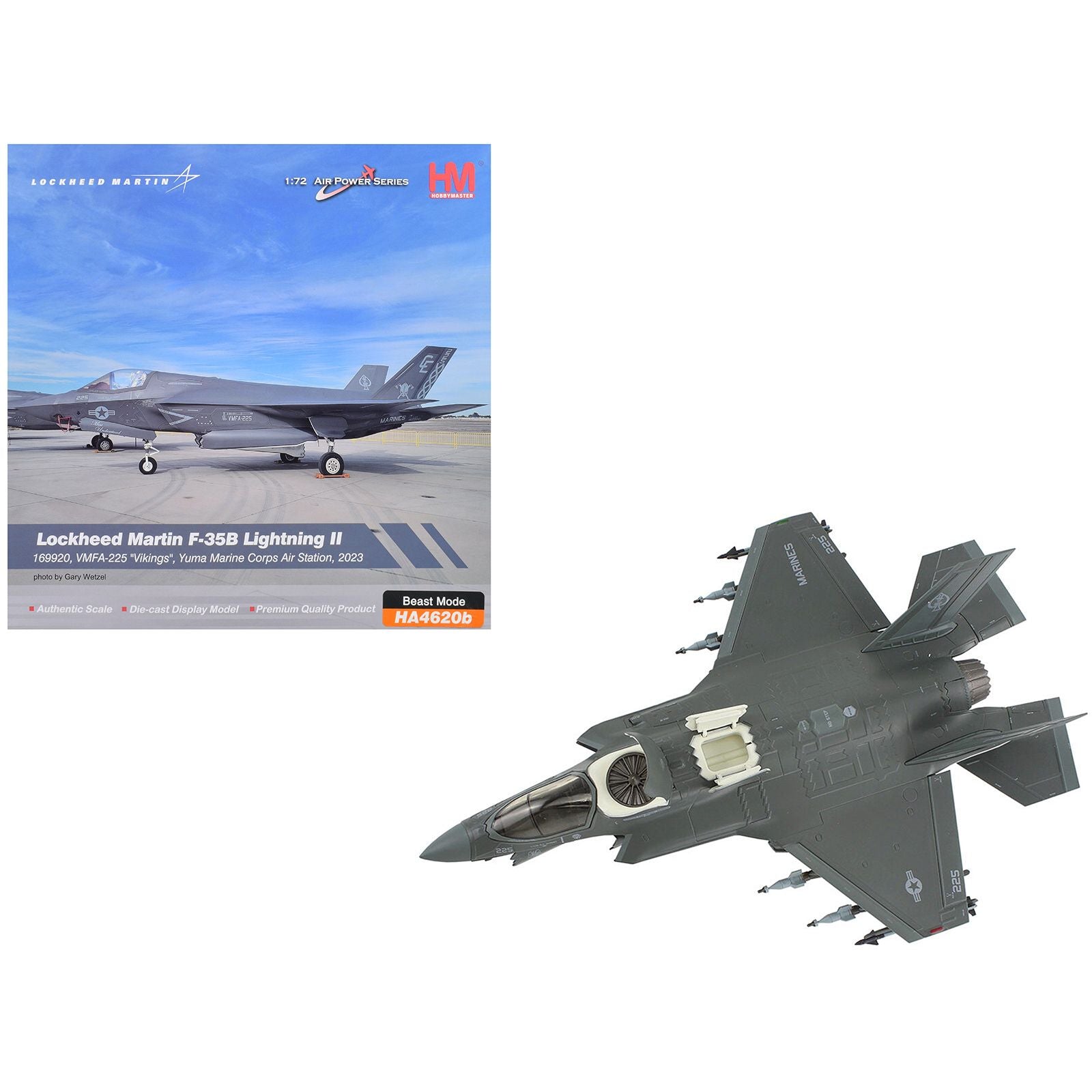 Lockheed Martin F-35B Lightning II Aircraft Beast Mode Configuration "VMFA-225 Vikings Yuma Marine Corps Air Station" (2023) United States Marine Corps "Air Power Series" 1/72 Diecast Model by Hobby Master