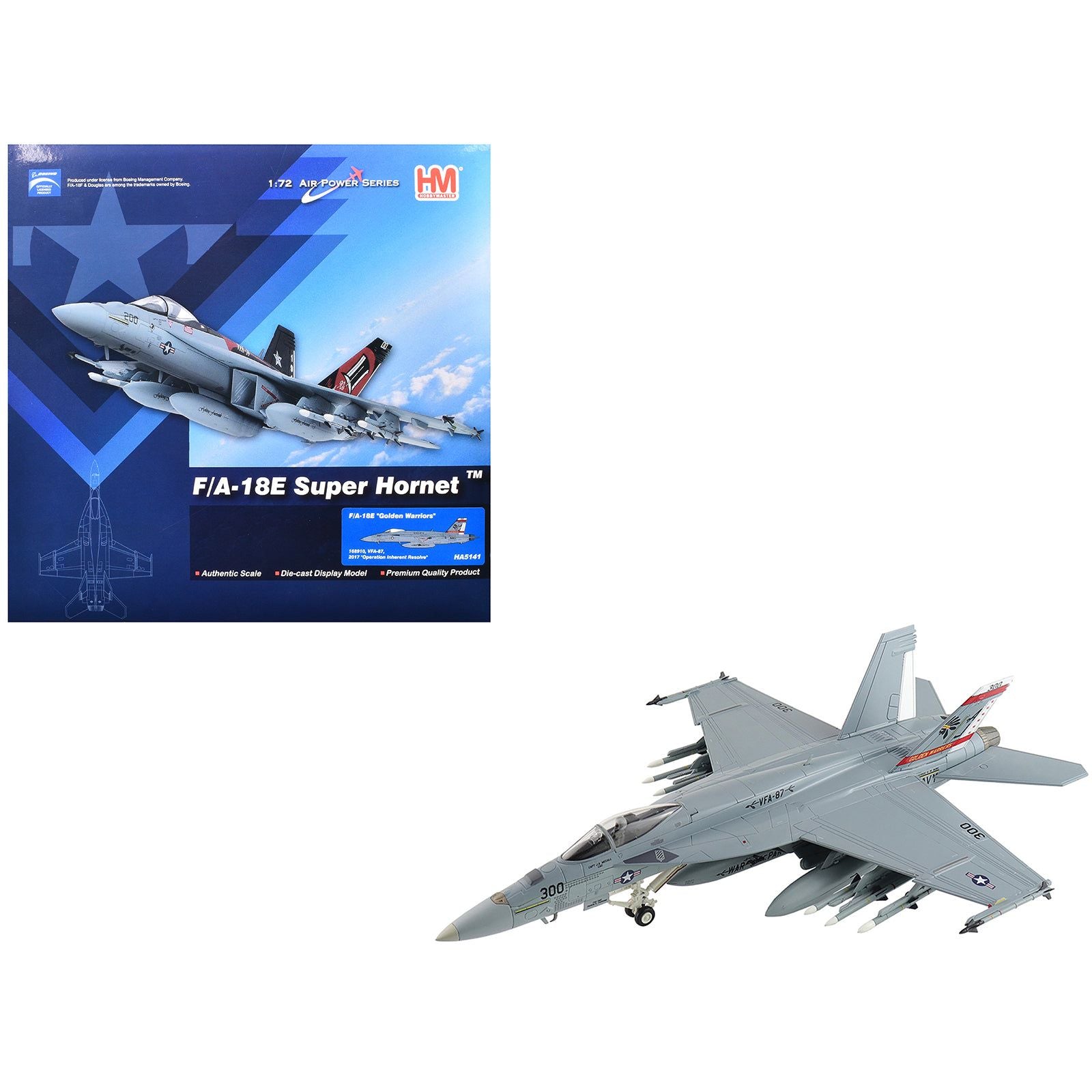 Boeing F/A-18E Super Hornet Fighter Aircraft "168910 Golden Warriors VFA-87 Operation Inherent Resolve" (2017) United States Navy "Air Power Series" 1/72 Diecast Model by Hobby Master