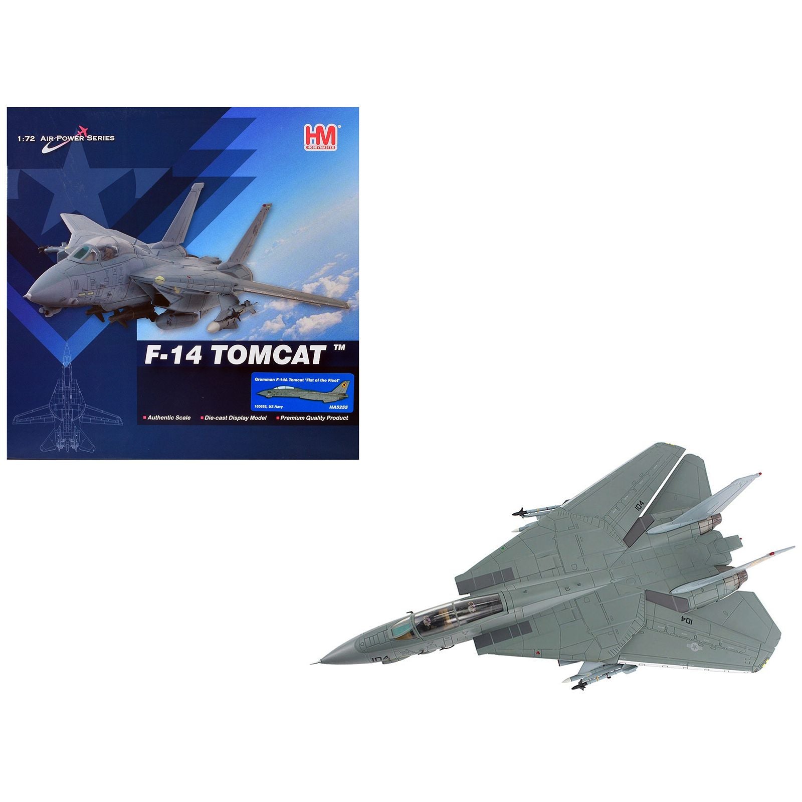 Grumman F-14A Tomcat Fighter Aircraft "Fist of the Fleet" United States Navy "Air Power Series" 1/72 Diecast Model by Hobby Master