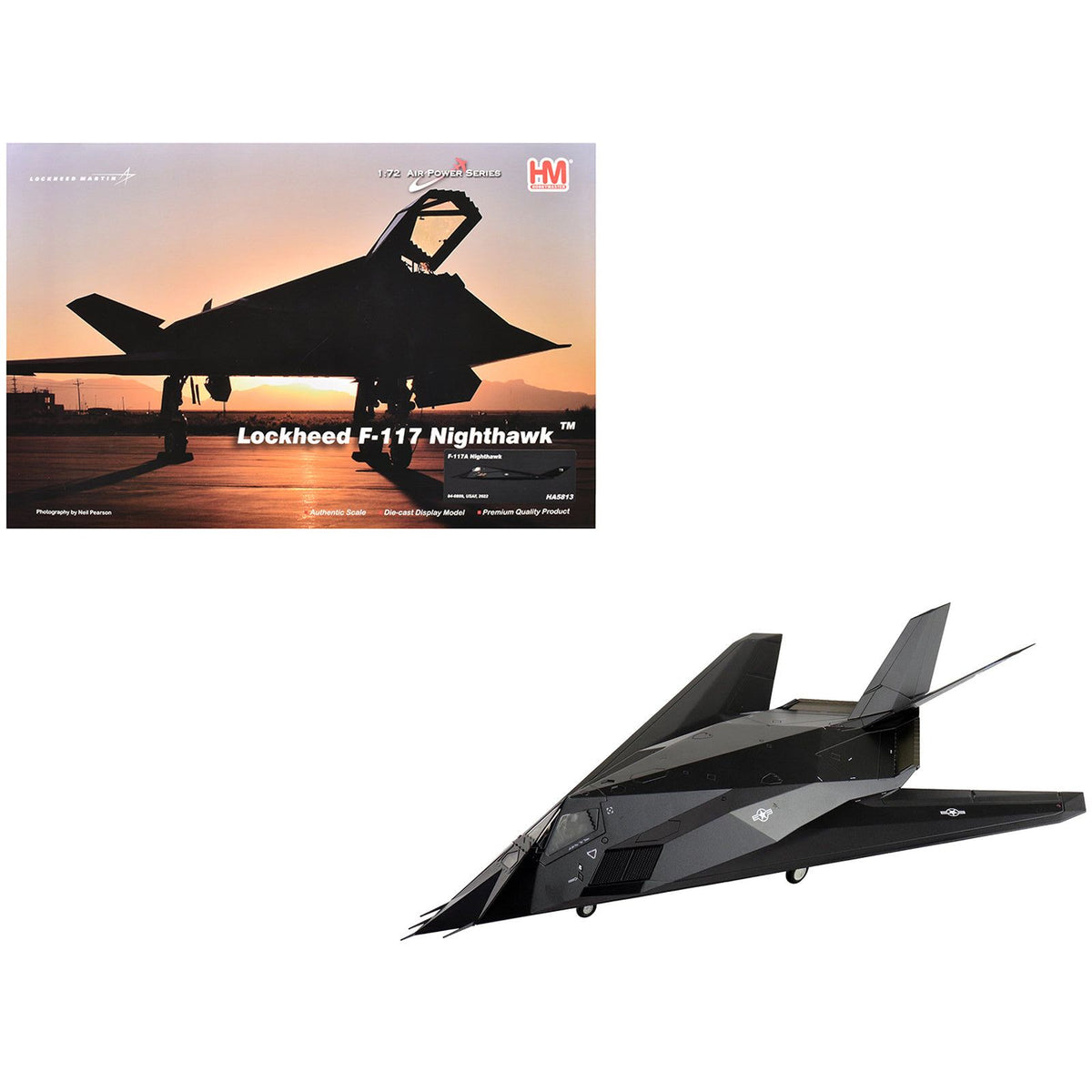 Lockheed F-117A Nighthawk Stealth Aircraft "84-0809" (2022) United States Air Force "Air Power Series" 1/72 Diecast Model by Hobby Master