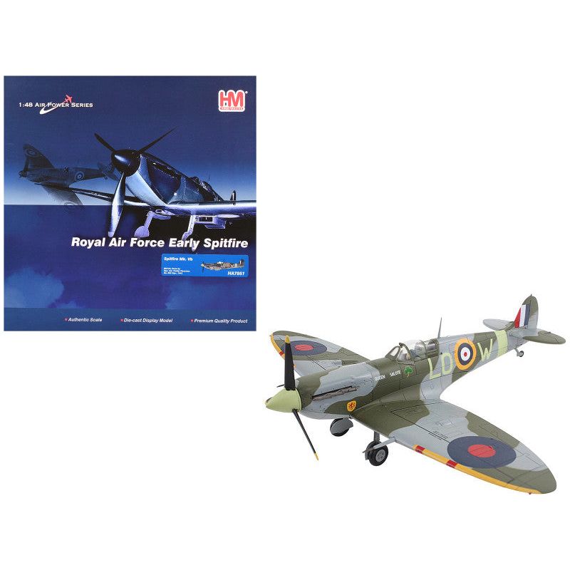 Supermarine Spitfire Mk Vb Fighter Aircraft "BM124 Squadron Leader Brendan 'Paddy' Finucane No. 602 Squadron" (1942) Royal Air Force "Air Power Series" 1/48 Diecast Model by Hobby Master