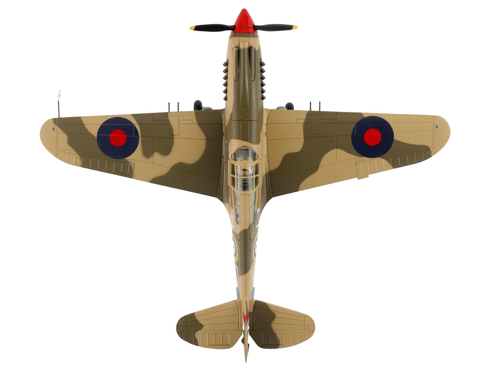 Overhead view of a WWII fighter plane