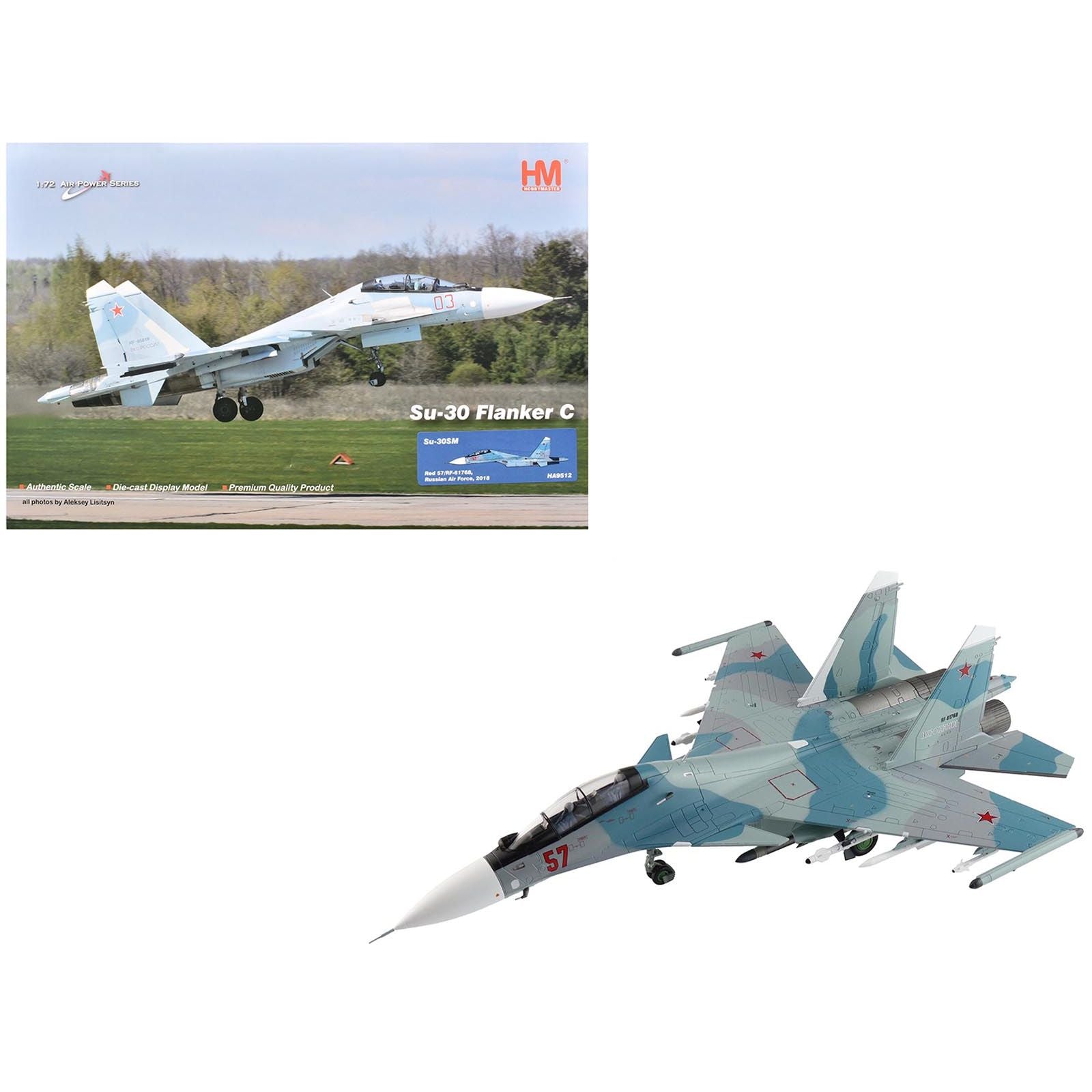 Sukhoi Su-30SM Flanker C Fighter Aircraft "Red 57 RF-61768" (2018) Russian Air Force "Air Power Series" 1/72 Diecast Model by Hobby Master