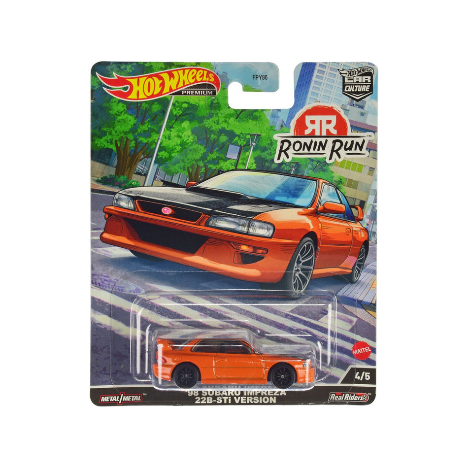 1998 Subaru Impreza 22B-STi Version Orange Metallic with Carbon Hood "Ronin Run" Series Diecast Model Car by Hot Wheels