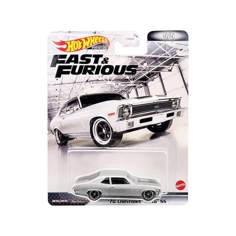 1970 Chevrolet Nova SS Silver Metallic with Black Stripes "Fast & Furious" Series Diecast Model Car by Hot Wheels