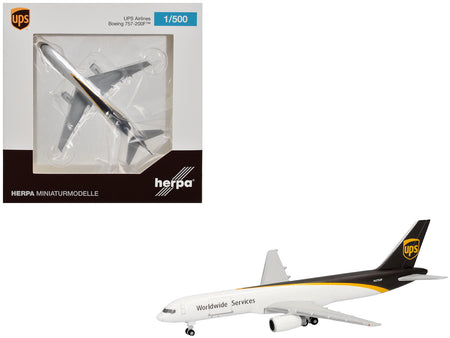 Boeing 757-200F Commercial Aircraft "UPS Worldwide Service" (N475UP) White with Brown Tail 1/500 Diecast Model Airplane by Herpa