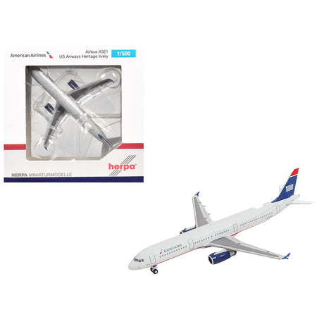 Airbus A321 Commercial Aircraft "American Airlines" (N578UW) Gray with Blue Tail 1/500 Diecast Model by Herpa
