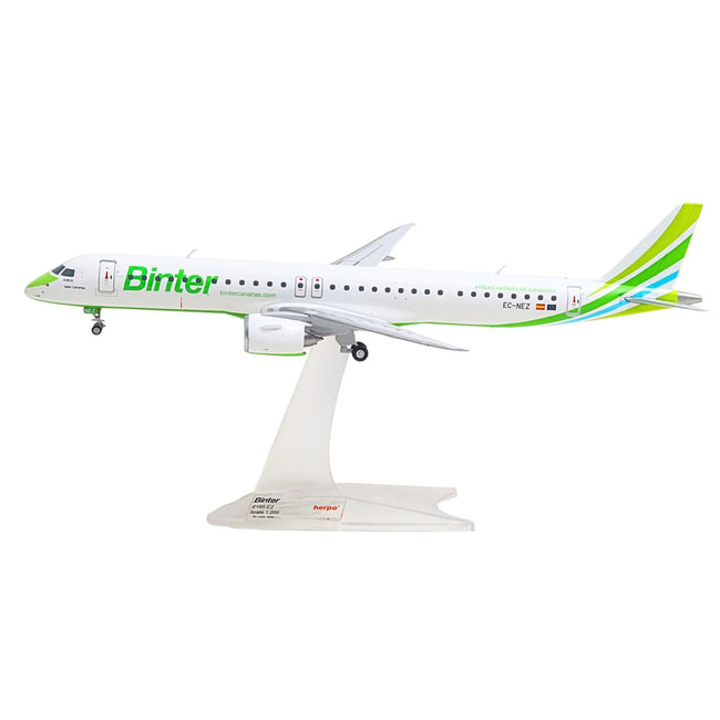 Embraer E195-E2 Commercial Aircraft "Binter Canarias" (EC-NEZ) White with Green Striped Tail 1/200 Diecast Model by Herpa