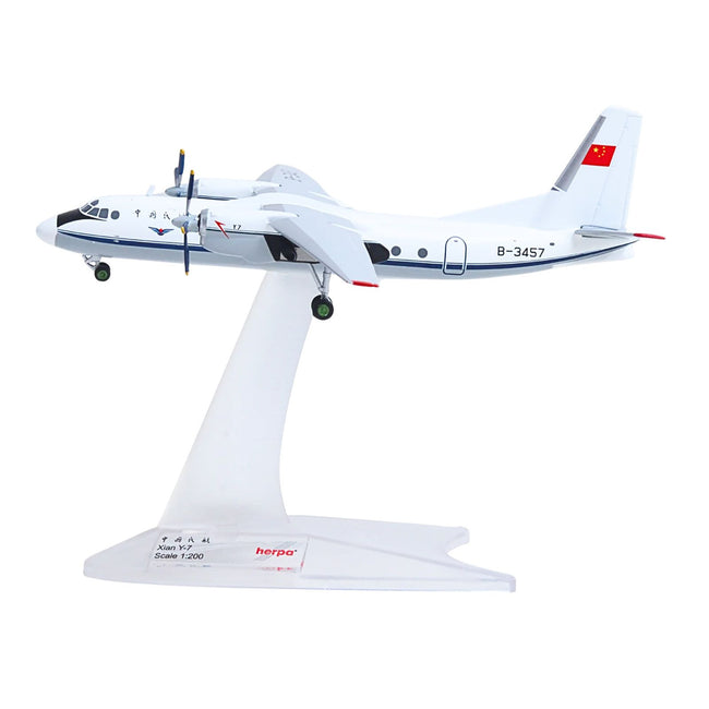 Xian Y-7 Commercial Aircraft "CAAC Airlines" (B-3457) White with Blue Stripes 1/200 Diecast Model by Herpa