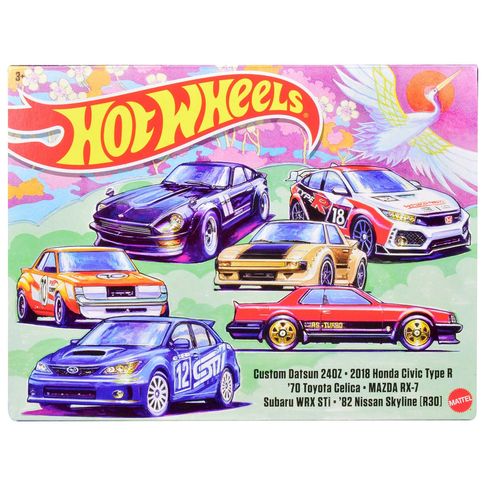 "Japanese Import" 6 piece Set Diecast Model Cars by Hot Wheels