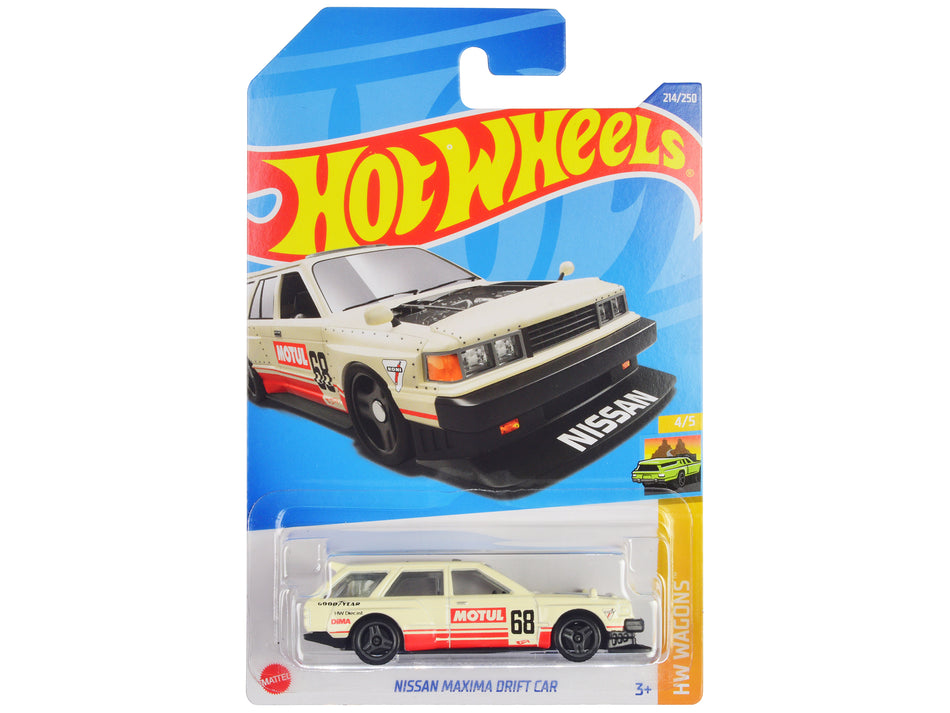 Nissan Maxima Wagon Drift Car #68 "Motul" Cream with Red Stripes "HW Wagons" Series Diecast Model Car by Hot Wheels