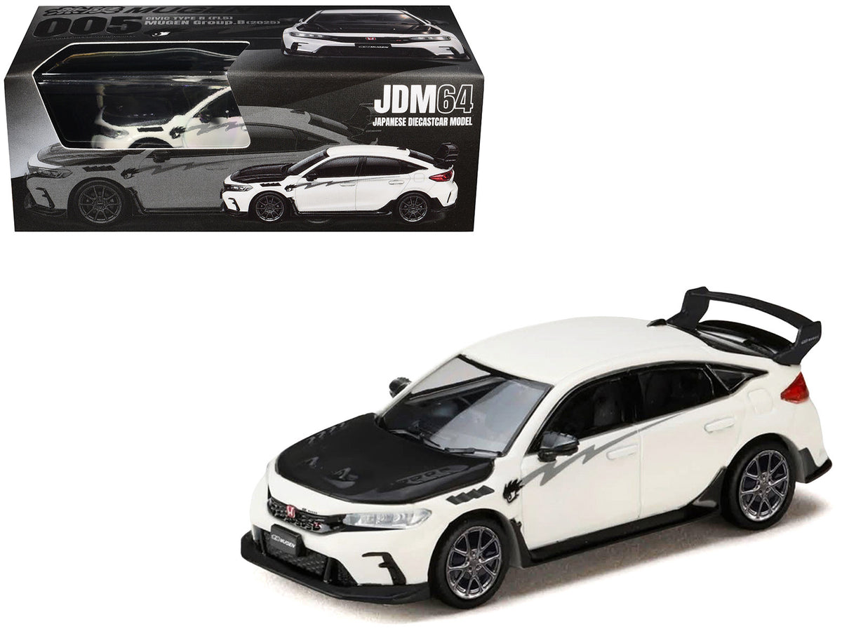 Honda Civic Type R (FL5) RHD (Right Hand Drive) Championship White with Carbon Hood "MUGEN Group B" (2025) "JDM64" Series by Hobby Japan