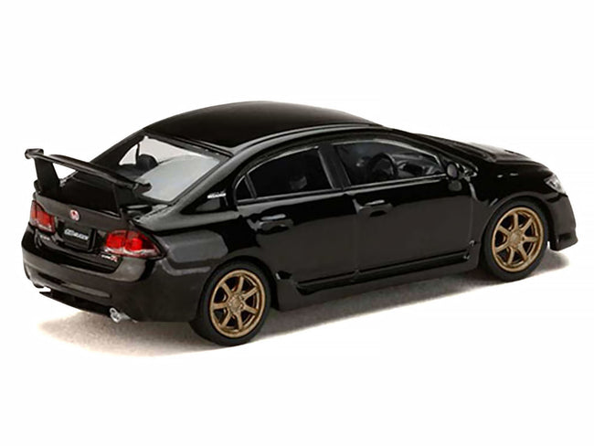 Honda Mugen Civic Type R (FD2) RHD (Right Hand Drive) Crystal Black Pearl with Gold Wheels "JDM64" Series 1/64 Diecast Model Car by Hobby Japan