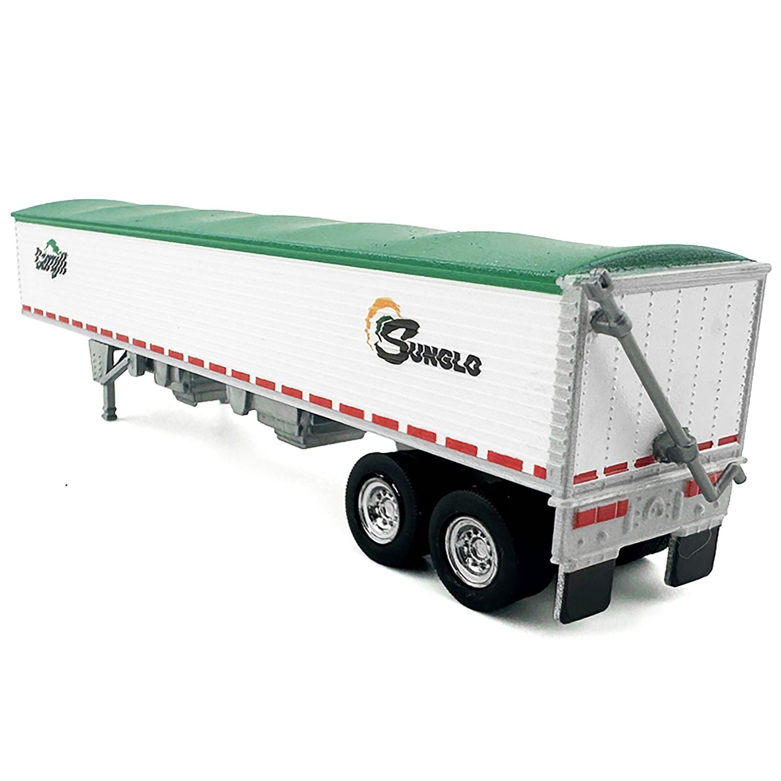 Toy semi-trailer with green tarp and Sunglo logo