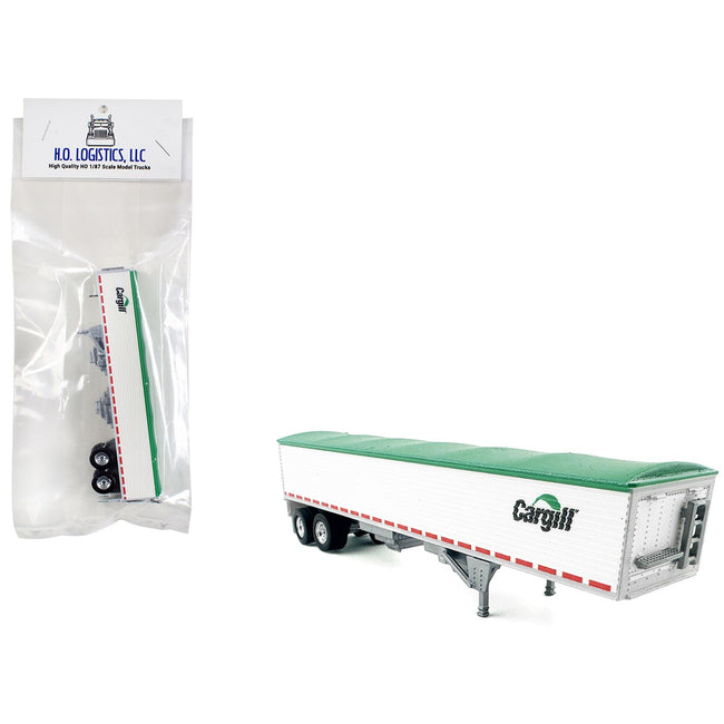 Covered Grain Trailer White with Green Tarp "Cargill" 1/87 (HO) Plastic Model Car by HO Logistics