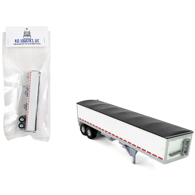 Covered Grain Trailer White with Black Tarp 1/87 (HO) Plastic Model Car by HO Logistics