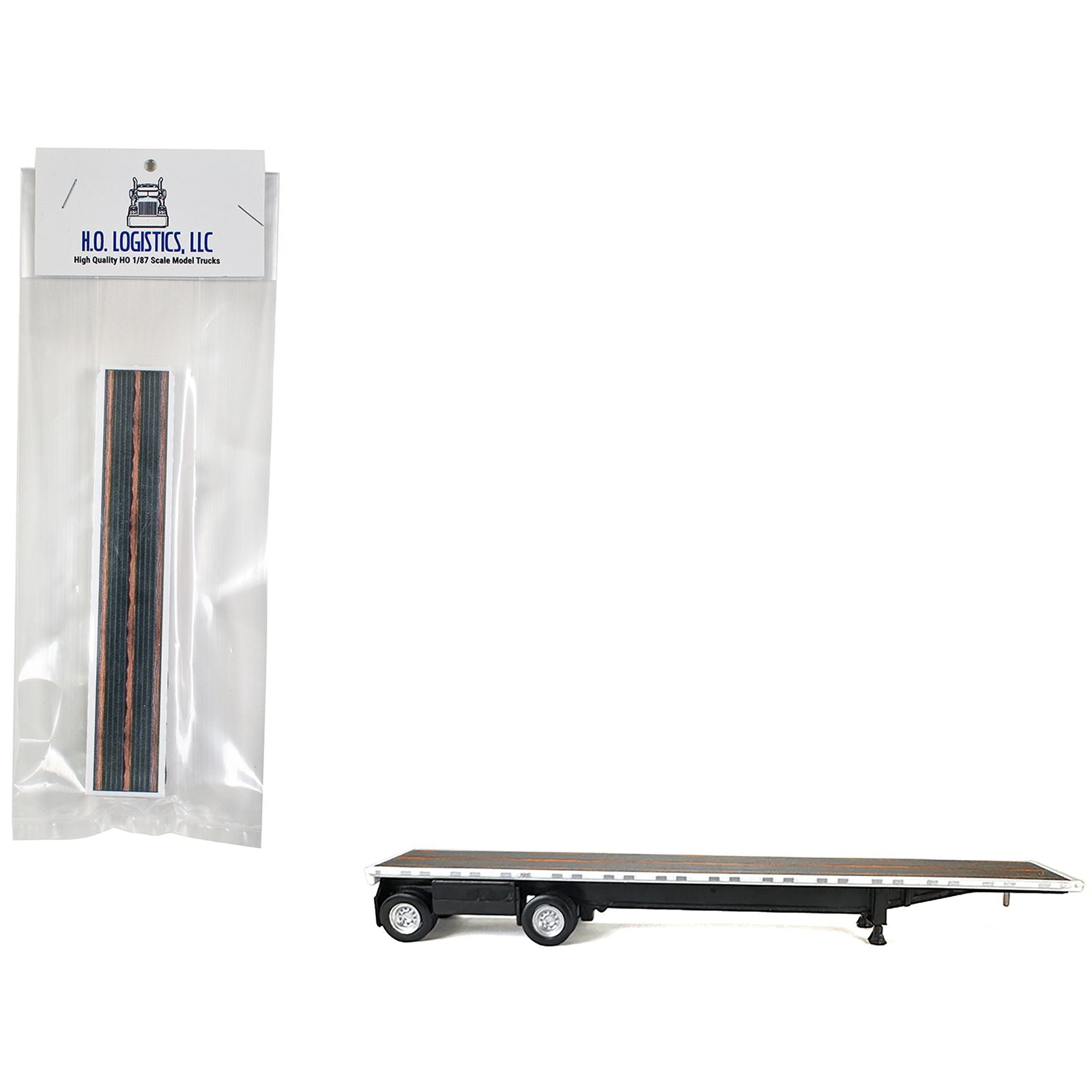 High Boy Spread Axle Flatbed Trailer White 1/87 (HO) Plastic Model Car by HO Logistics