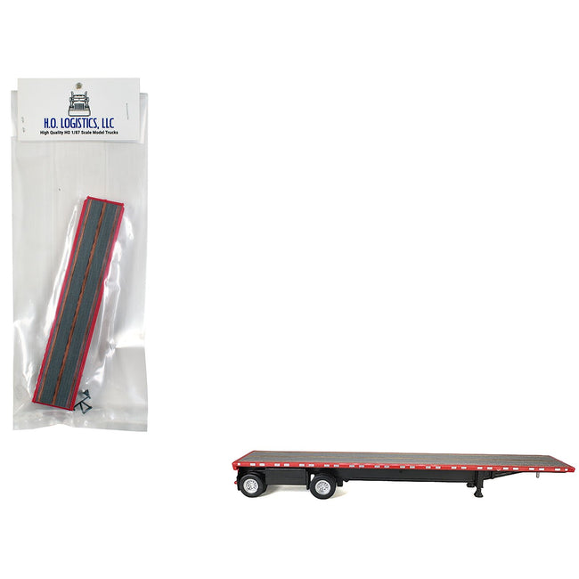 High Boy Spread Axle Flatbed Trailer Red 1/87 (HO) Plastic Model Car by HO Logistics