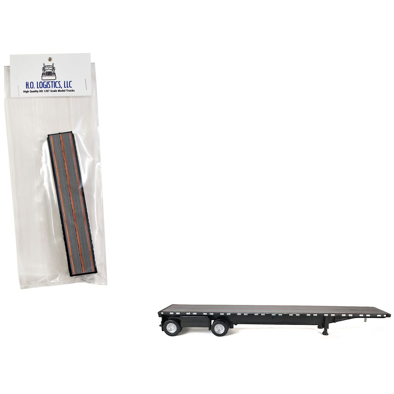 High Boy Spread Axle Flatbed Trailer Black 1/87 (HO) Plastic Model Car by HO Logistics