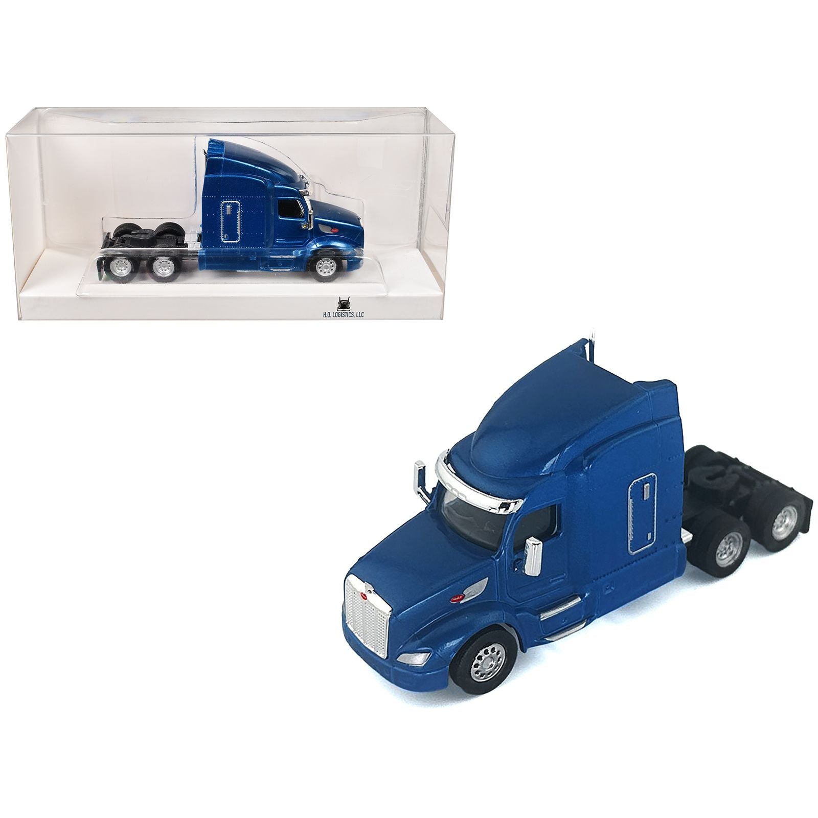 Peterbilt 579 Sleeper Cab Blue Metallic 1/87 (HO) Plastic Model Car by HO Logistics