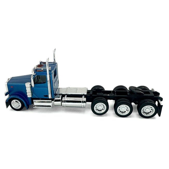 Peterbilt 589 3-Axel Day Cab Blue Metallic 1/87 (HO) Plastic Model Car by HO Logistics