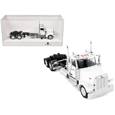 Peterbilt 589 2-Axel Day Cab White 1/87 (HO) Plastic Model Car by HO Logistics