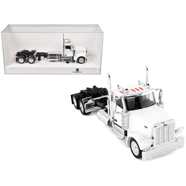 Peterbilt 589 2-Axel Day Cab White 1/87 (HO) Plastic Model Car by HO Logistics