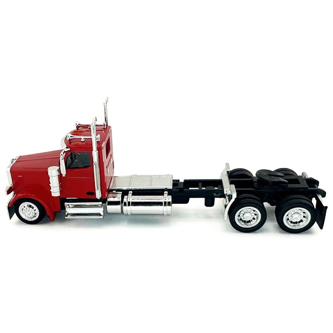Red semi-truck toy model
