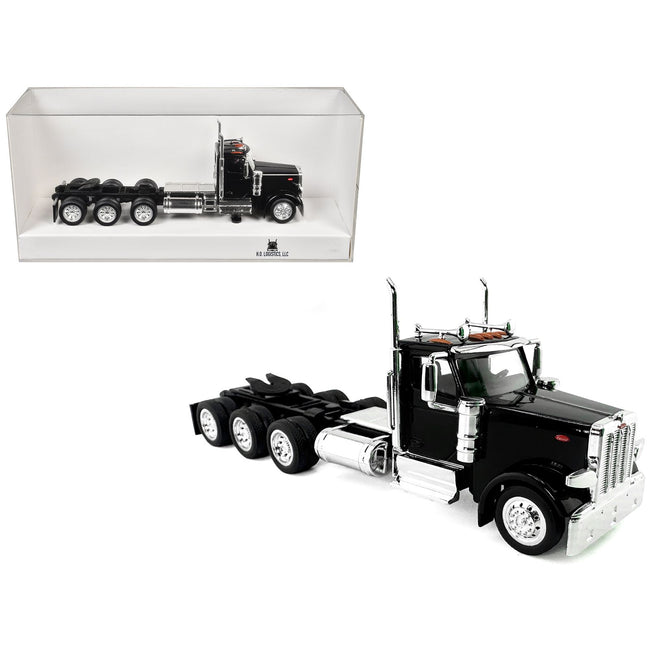 Peterbilt 589 3-Axel Day Cab Black 1/87 (HO) Plastic Model Car by HO Logistics