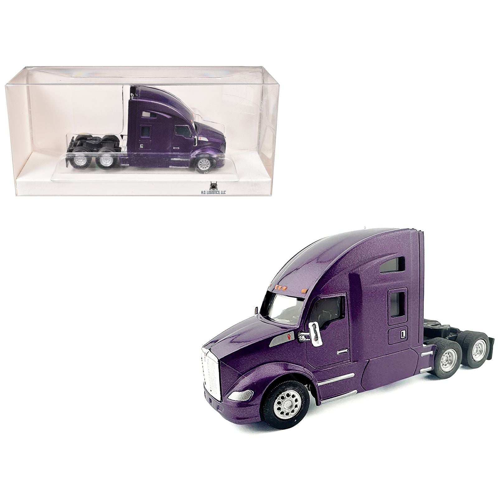 Kenworth T680 Sleeper Cab Purple Metallic 1/87 (HO) Plastic Model Car by HO Logistics